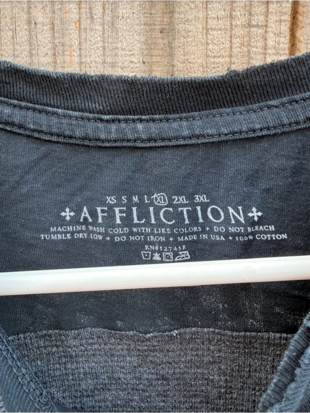 Affliction Black Short-Sleeve Graphic Tee with White Skull Headdress Size XL